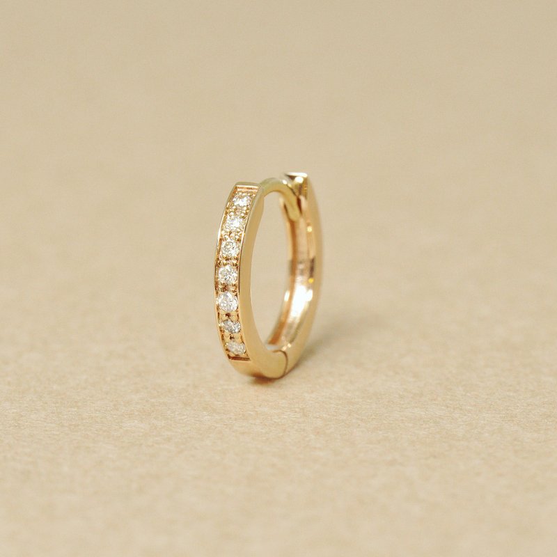 【Solo Earring】 14K/10K 钻石易扣圈形单边耳环 (小) (黄金) - 耳环/耳夹 - 贵金属 