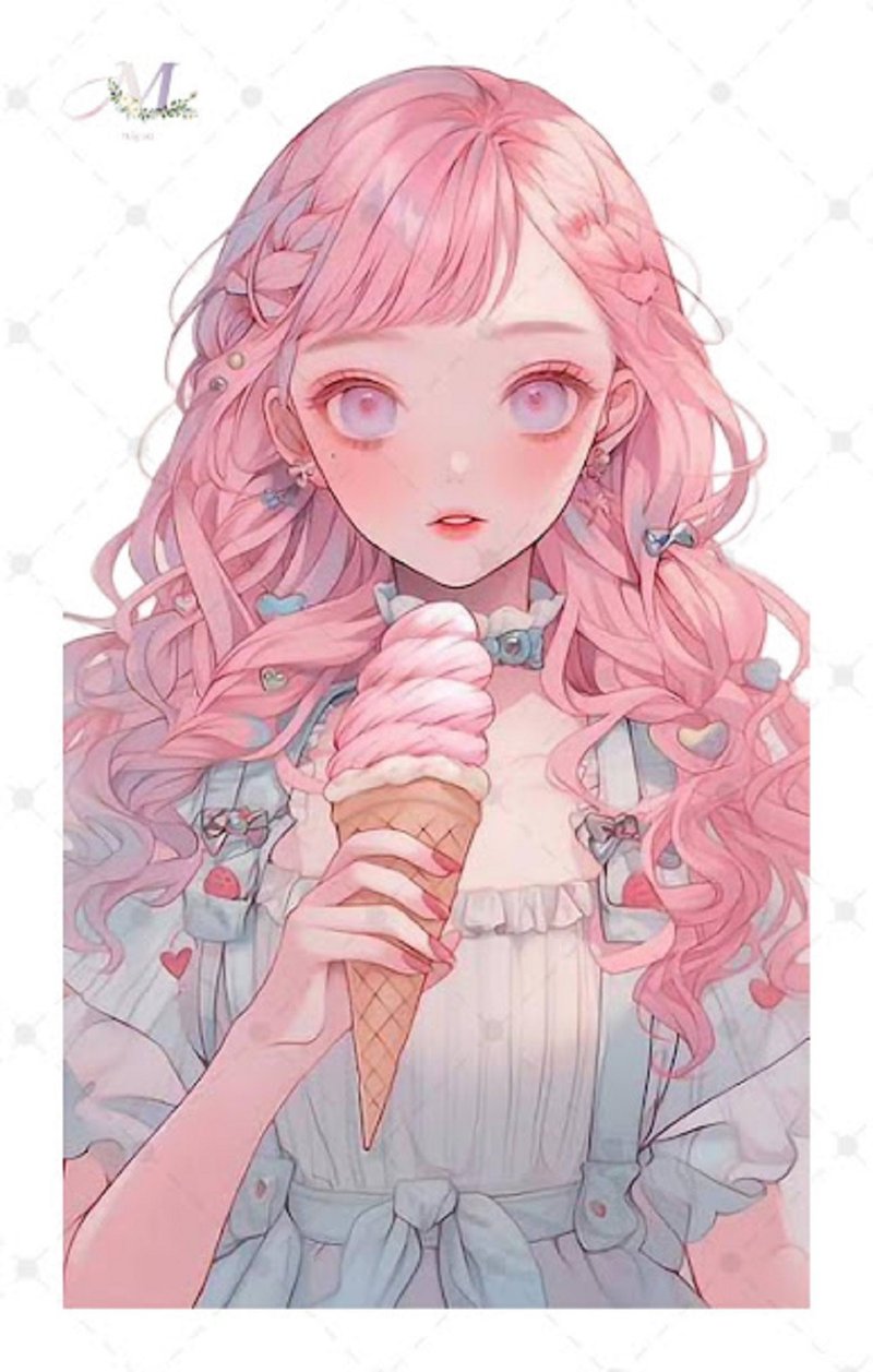 贴纸原创贴纸人物贴纸原创贴纸女孩贴纸装饰贴纸 - 贴纸 - 纸 粉红色