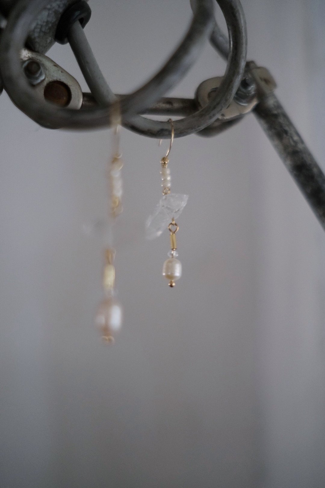 Mercristal / 珍珠 水晶 14K注金 耳针 - 耳环/耳夹 - 珍珠 