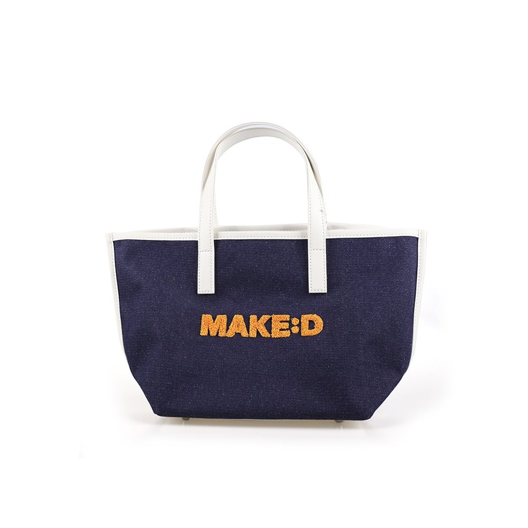 MAKE:D Logo 牛仔迷你托特包 黄色 - 手提包/手提袋 - 棉．麻 蓝色