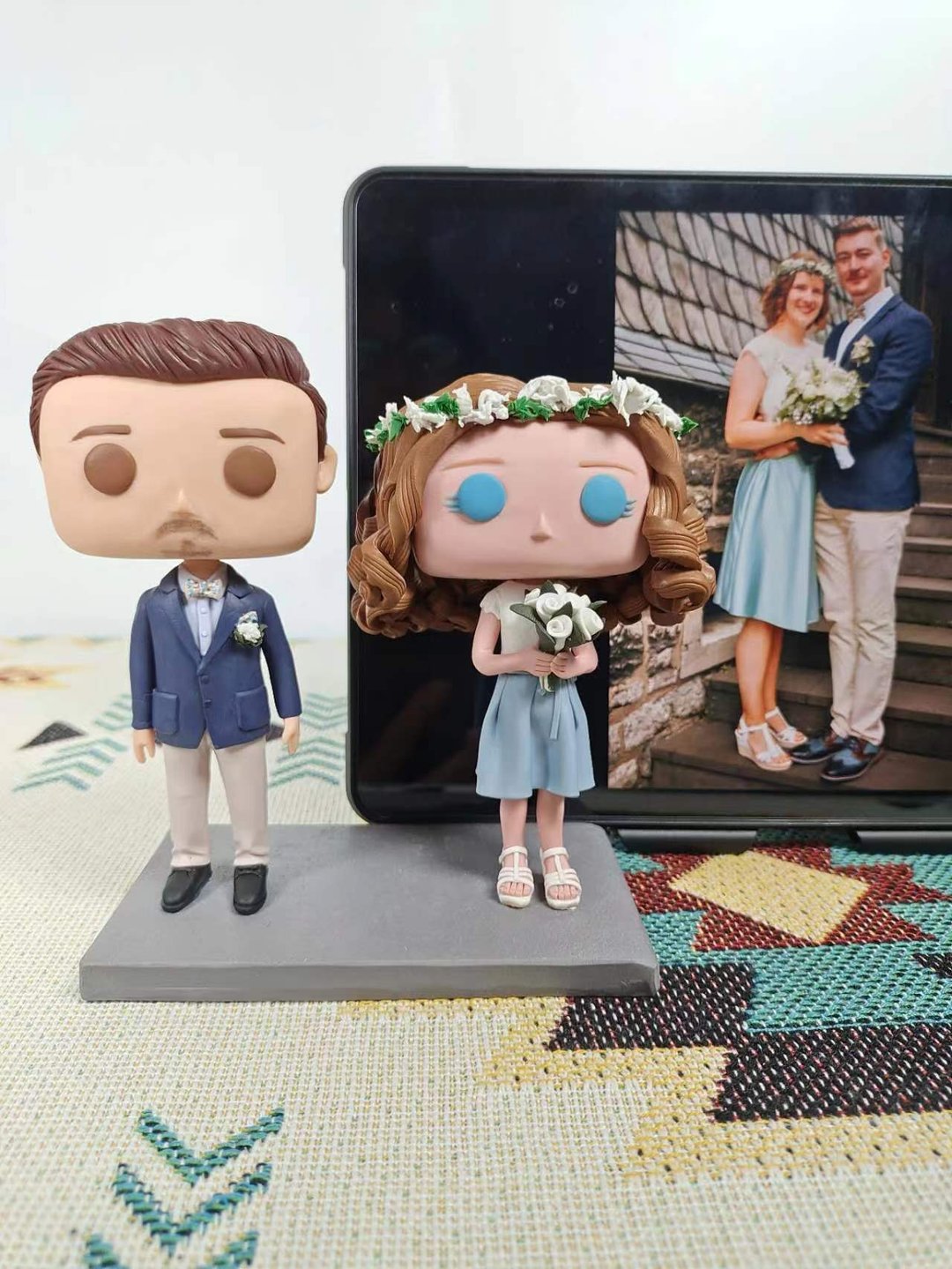 纯手工定制美国Funko Pop 自画像公仔情侣父母夫妻结婚周年礼物 - 玩偶/公仔 - 粘土 多色