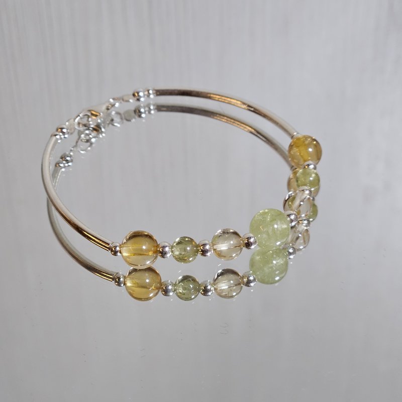 希望系列 s925纯银 沙弗莱石 黄水晶手链 | 手作定制 手链 - 手链/手环 - 纯银 