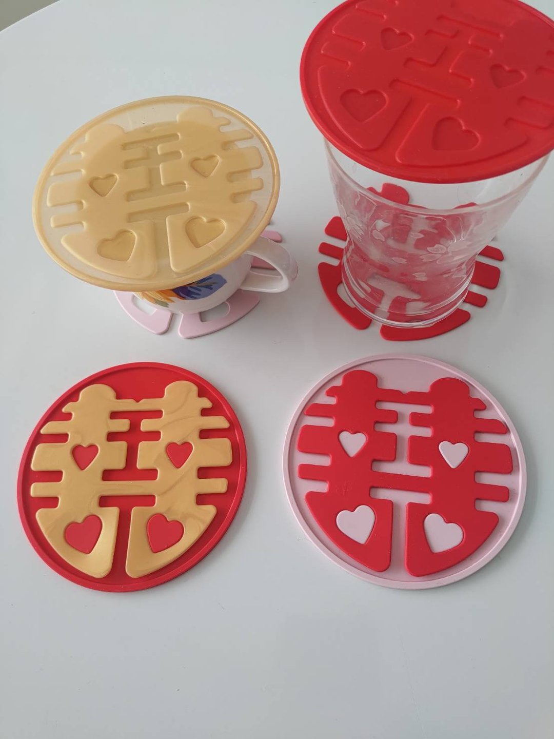杯垫 杯盖 结婚礼品  囍字  囍字杯垫 COASTER 硅胶杯垫 - 杯垫 - 硅胶 多色