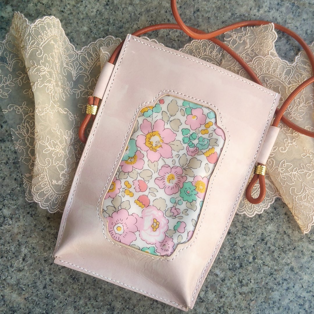 Mobile Phone Shoulder Bag-Pink ４ - 其他 - 真皮 粉红色