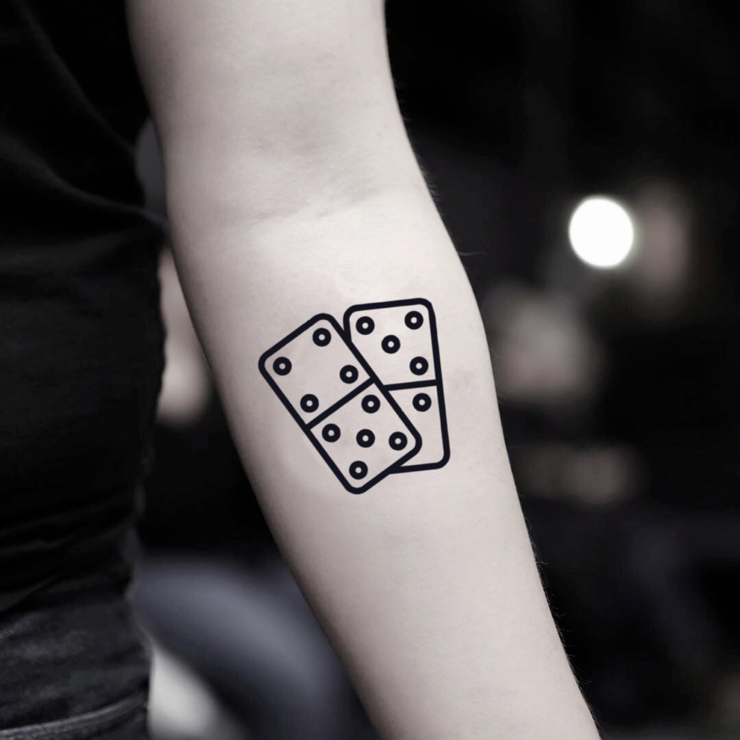 OhMyTat 骨牌 Domino 刺青图案纹身贴纸 (2 张) - 纹身贴 - 纸 黑色