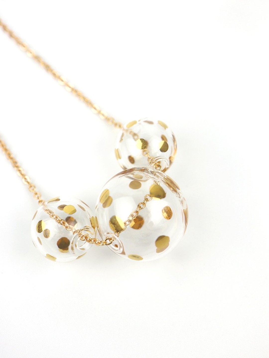 BACI GOLD DOTS - 真金彩绘波点玻璃球 项链 - 颈链 - 玻璃 金色