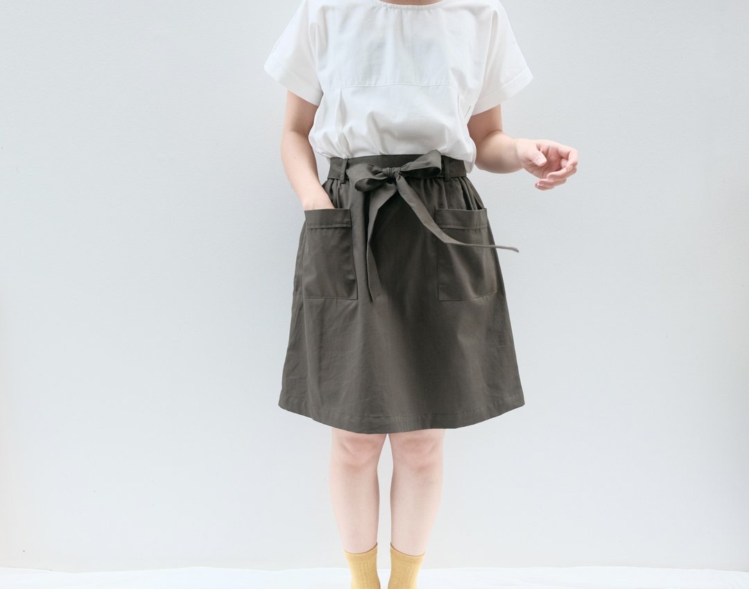 Ribbon Skirt : Green Color - 裙子 - 棉 绿色