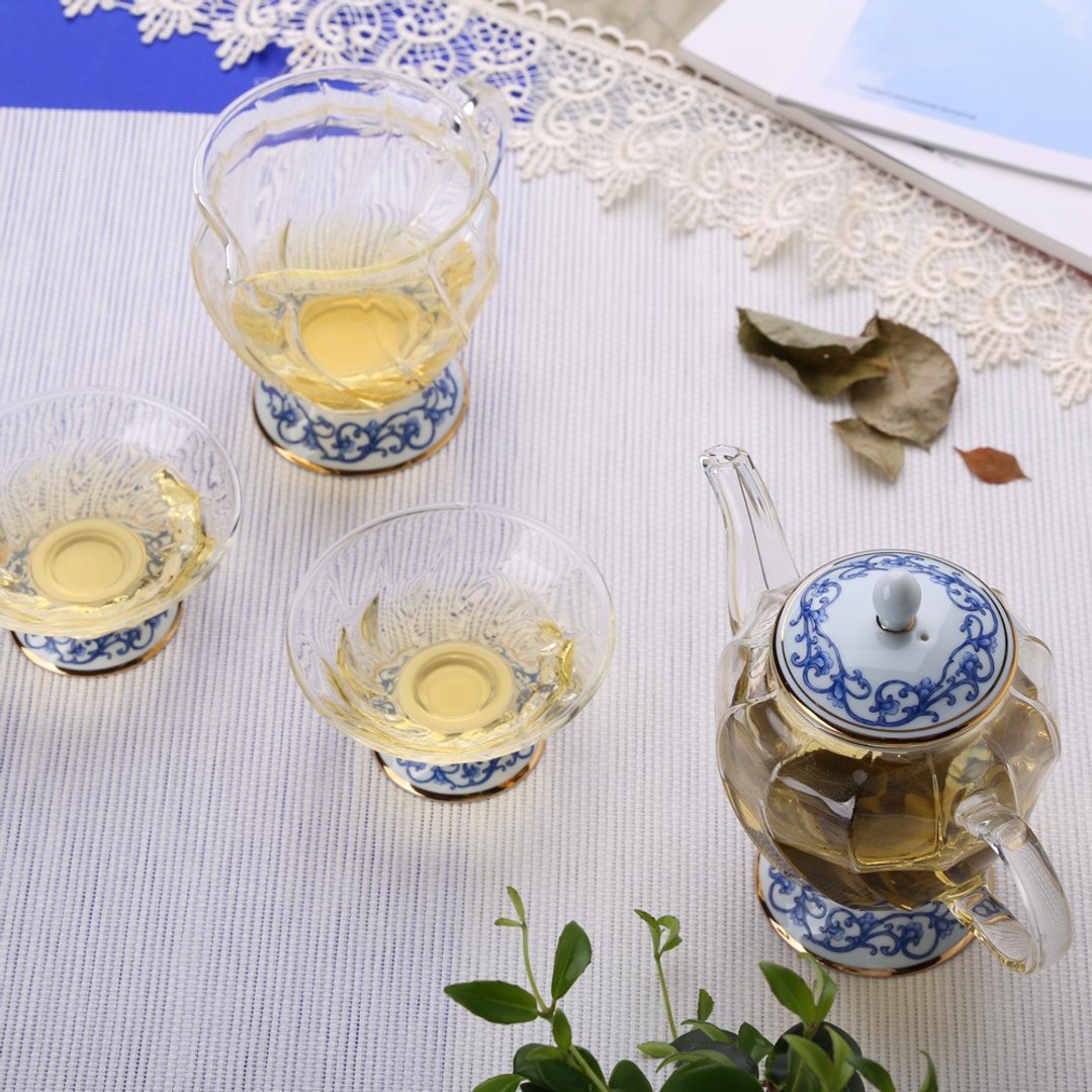 晶艳亚洲4入礼盒(壶+海+2杯) - 茶具/茶杯 - 玻璃 蓝色