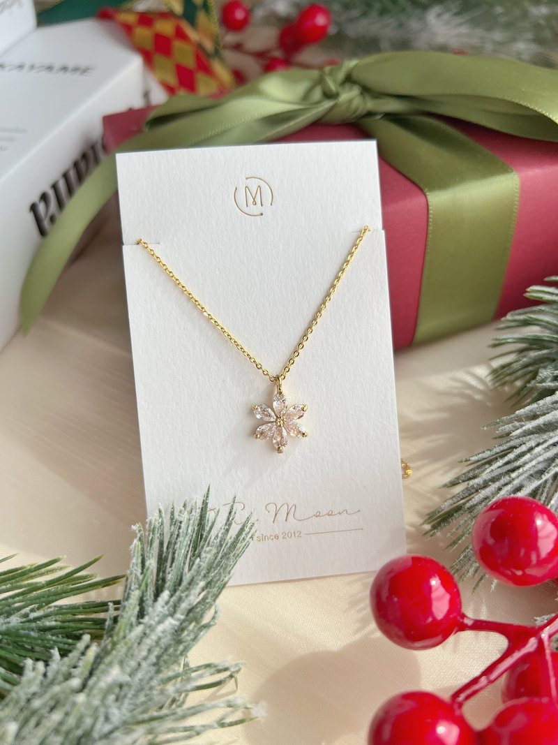 【精致礼盒】宝石小白花项链 18KGF－Edelweiss #轻奢优雅 雏菊 - 项链 - 其他金属 金色