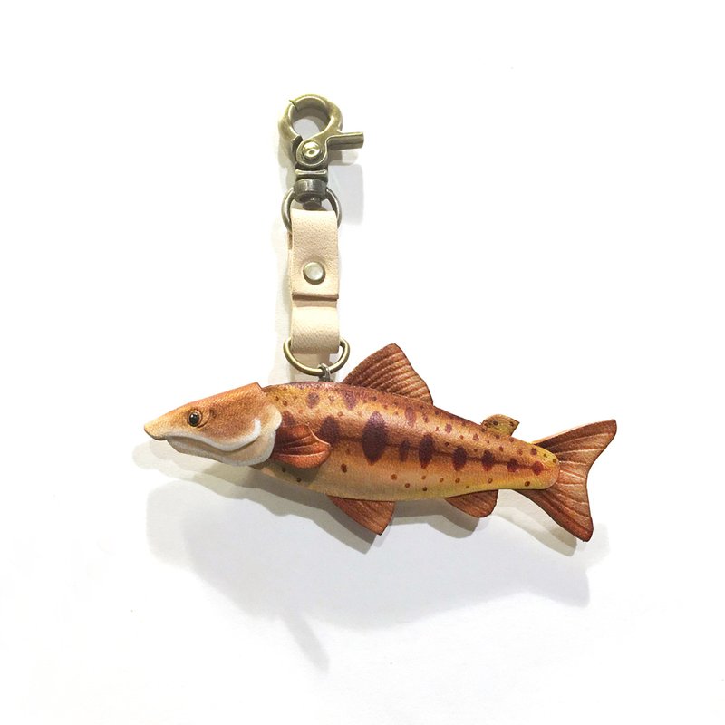 原创动物系列 樱花钩吻鲑(台湾鳟梨山鳟)国宝鲑鱼 吊饰皮件皮雕 - 吊饰 - 真皮 咖啡色