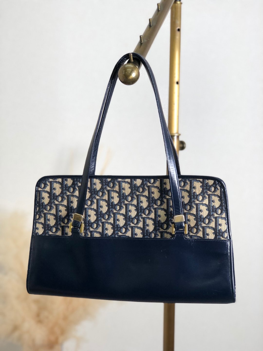 【日本直送，名牌包装】Christian Dior Christian Dior Trotter 手提包 海军蓝提花皮革 nb73r3 - 手提包/手提袋 - 棉．麻 蓝色