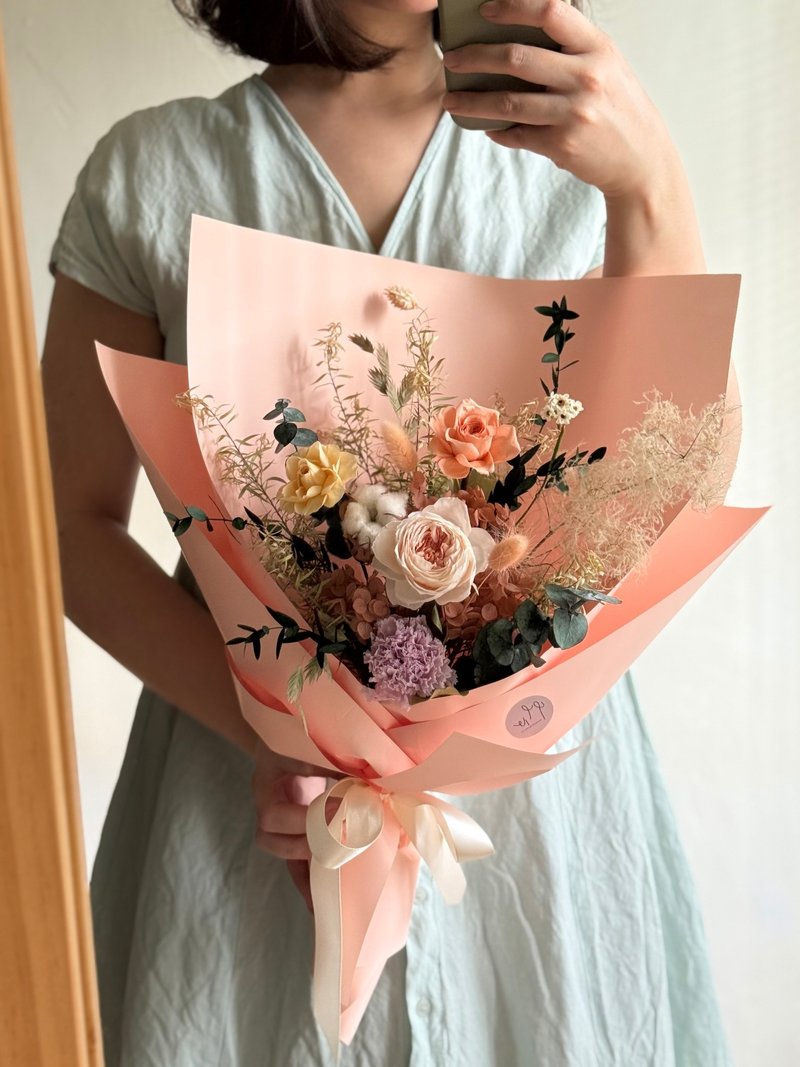 艹心—花园系列—香槟橘 永生花束 - 干燥花/捧花 - 植物．花 橘色