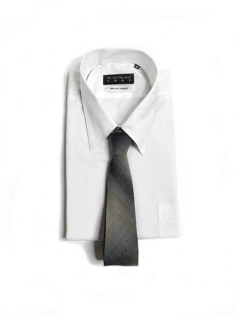 渐层灰蓝 暖男系列领带 Neckties - 领带/领带夹 - 棉．麻 灰色