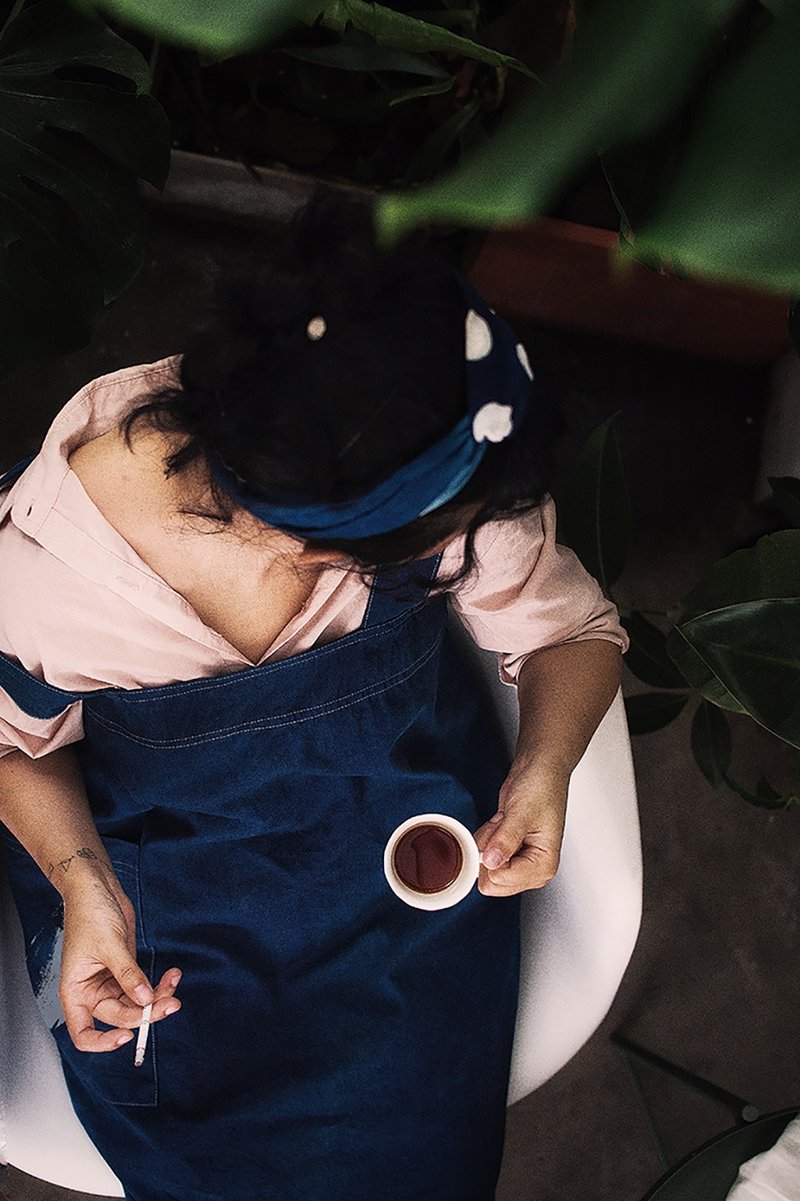 【Fasti岁时记】蓝染棉布围裙 工作围裙-无图案 - 围裙 - 棉．麻 蓝色