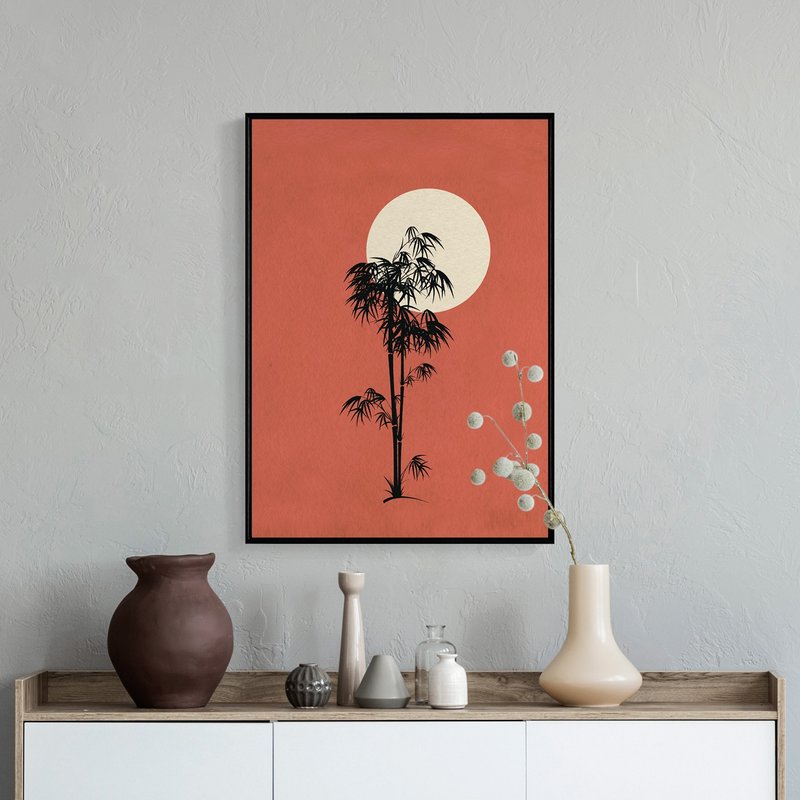 屏风 • 满月朱红-日式/卧房/复制画/展示柜/禅风/抽象画/玄关 - 海报/装饰画/版画 - 棉．麻 多色