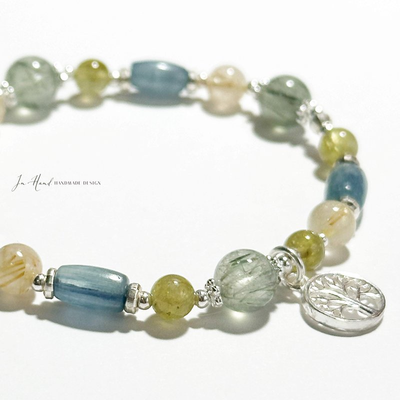 沐光山野之色-原矿拉利玛-纯银设计款手链 - 手链/手环 - 水晶 蓝色