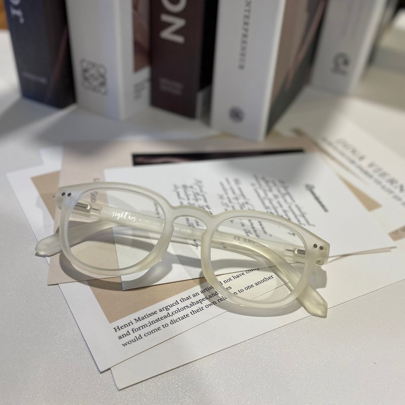 Sightus 抗蓝光老花眼镜/ 亚洲版型经典/ 波士顿框/ 雾透 - 眼镜/眼镜框 - 塑料 透明