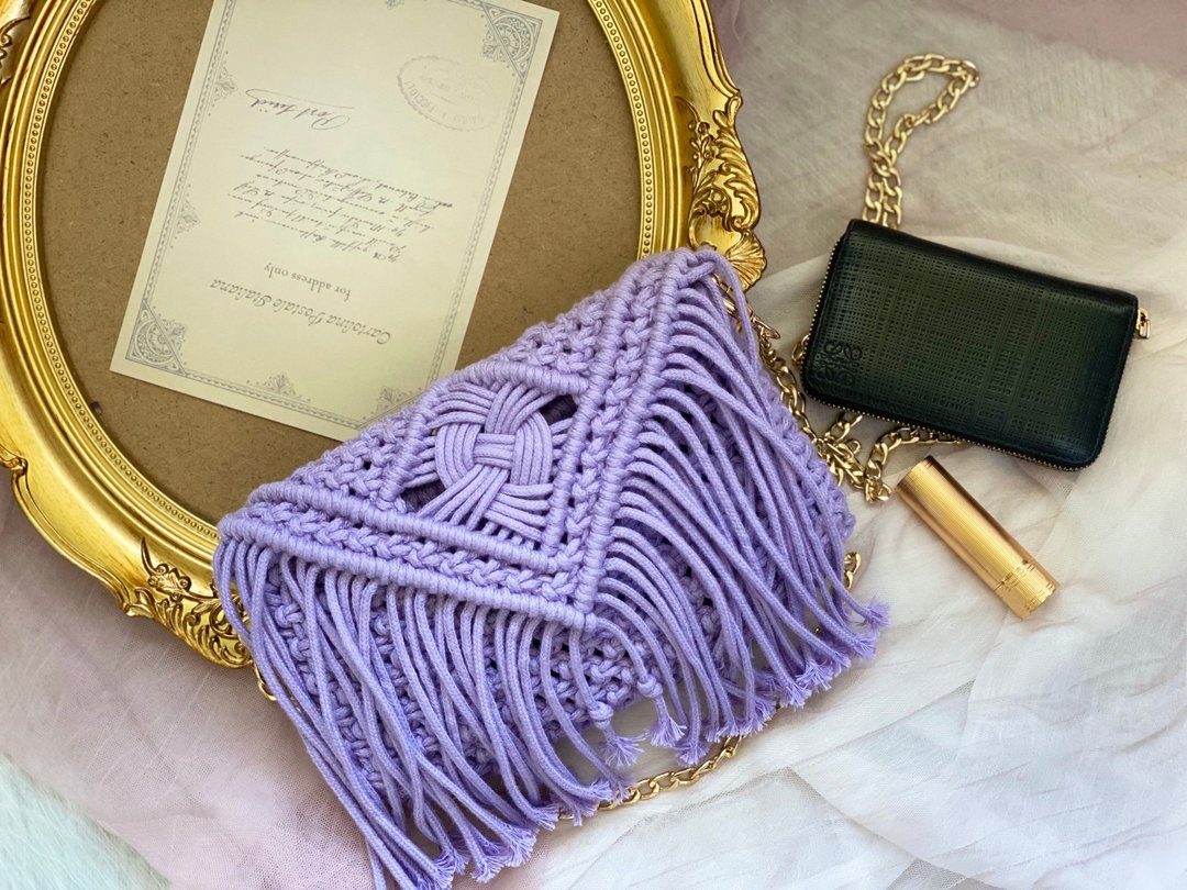 _Macrame _ 波希米亚肩包 _ 手工编织包 - 侧背包/斜挎包 - 棉 