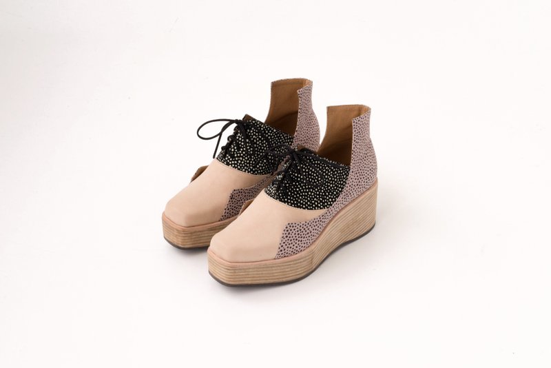 ZOODY / 峡谷厚底 / 手工鞋 / 斜边厚底包鞋 / 黑色杏色 - 女款短靴 - 真皮 多色