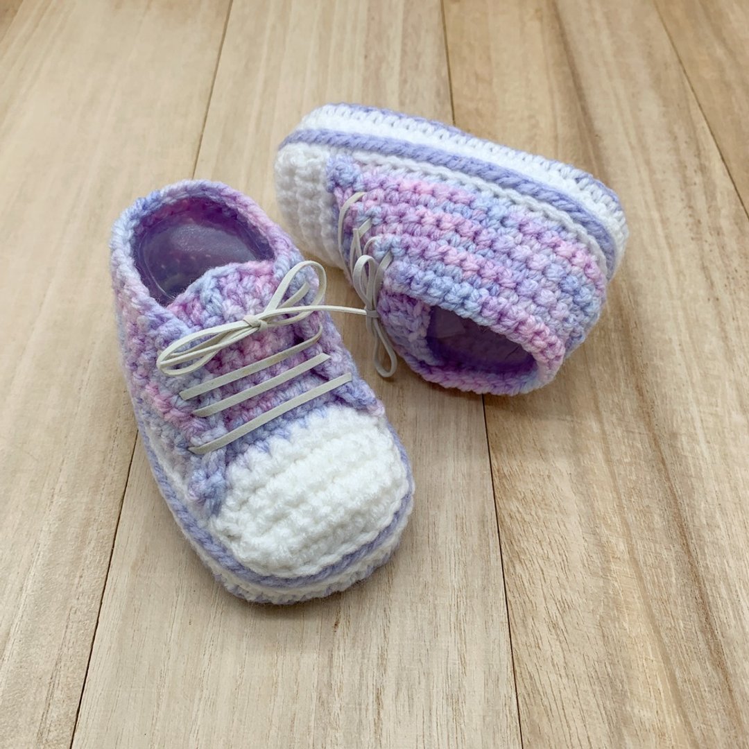 Stylish Baby Sneaker - Unicorn Crochet Shoes - Purple Handmade Toddler Booties - 童装鞋 - 压克力 粉红色