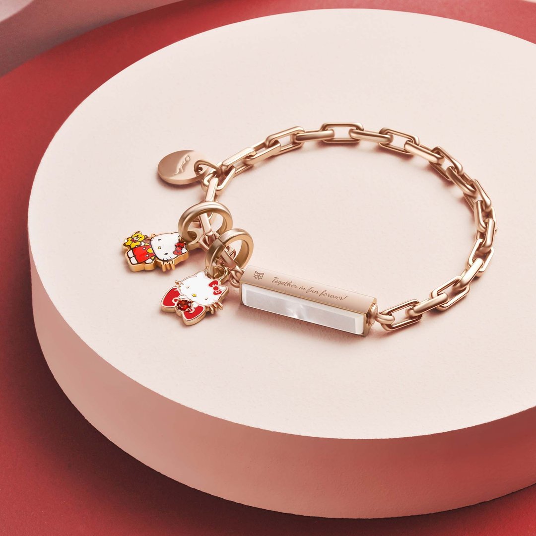 Hello Kitty 特别版 定制化刻字 方形钢条宝石手链 (4 色) - 手链/手环 - 不锈钢 金色