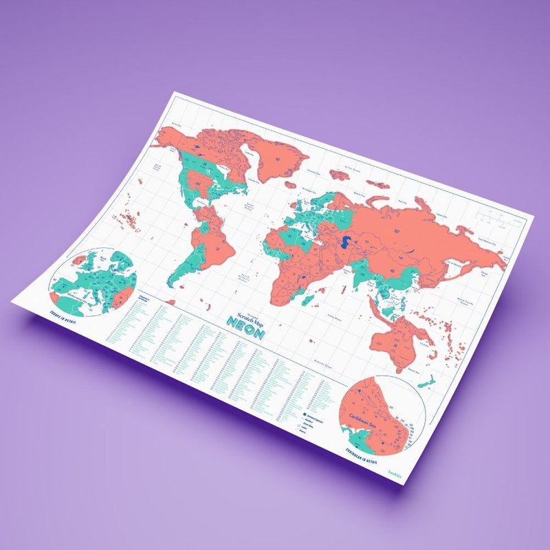 【英国 Luckies】刮刮乐世界地图-多色霓虹版 - 海报/装饰画/版画 - 纸 多色