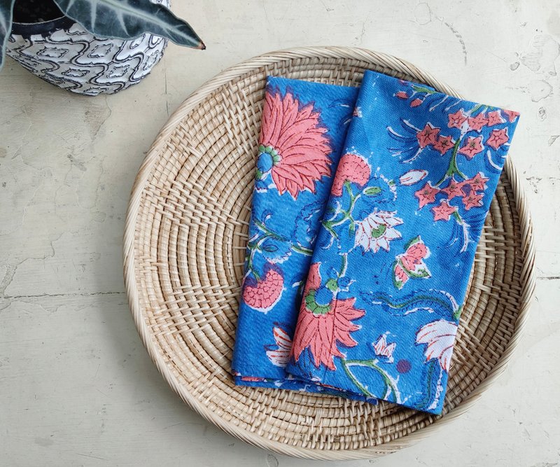 木印小方巾│桔梗│ - 手帕/方巾 - 棉．麻 