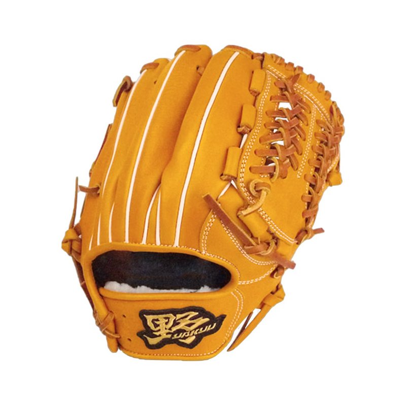 【野YAKYU】GLOVE硬式牛皮 (11.75吋) 密网球档 - 原皮色 - 运动配件 - 真皮 橘色