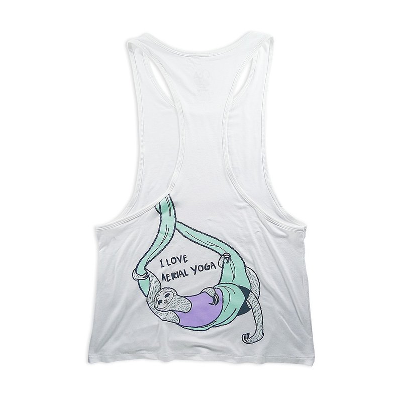 AKUMA YOGA-Over Size长版背心(白)-树懒-I Love Aerial Yoga - 女装背心 - 其他材质 白色