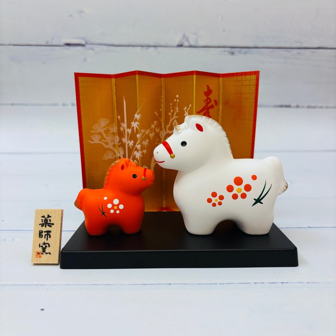 锦彩招福马 - 红白 - 小-生肖吉祥物 (马年) 招财 开运 送礼 母亲节礼 - 玩偶/公仔 - 陶 