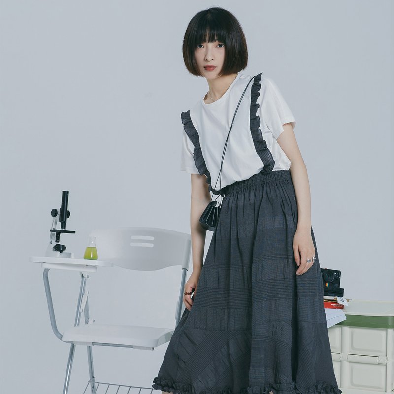 木耳边拼接白色T恤|T恤|夏款|棉|Sora-302 - 女装 T 恤 - 棉．麻 白色