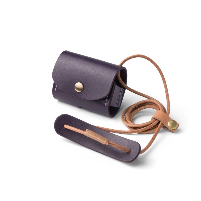 DIY材料包 AirPods Pro 皮革颈挂保护套 M1-073-3 - 皮件 - 真皮 紫色