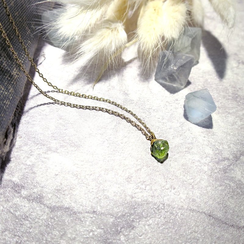 VIIART。碧水。橄榄石古着银镀18K项链 | 绝版唯一 八月诞生石 - 项链 - 宝石 绿色