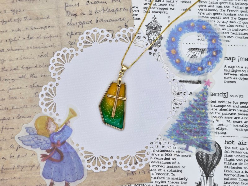 原创项链 晨曦春芽 分离式摇动十字架 小众独特 福音 十字架 项链 - 项链 - 树脂 多色