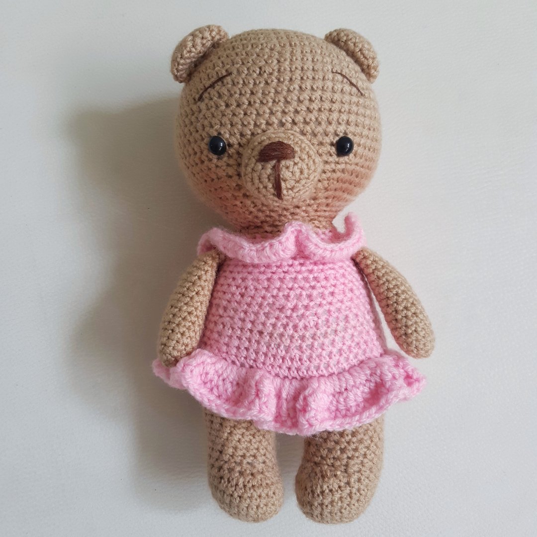 Hand Crochet Funny Bear Softy Stuffed Toys Animals Knit Gift - 玩具/玩偶 - 压克力 金色