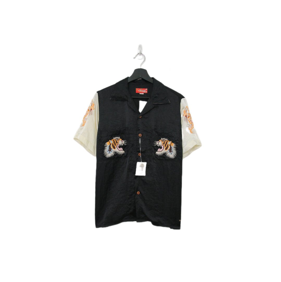 Back to Green-动物图衬衫 刺绣 双虎头 at-08 vintage shirt - 男装衬衫 - 棉 