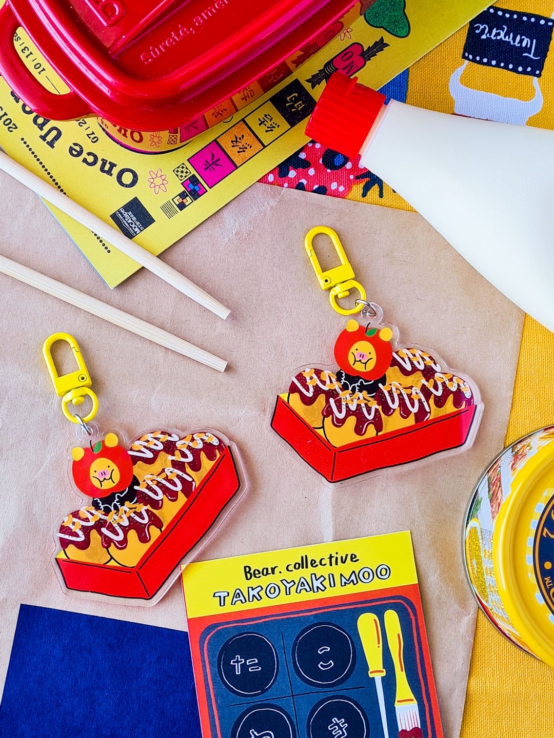 Takoyakimoo Keychain - 钥匙链/钥匙包 - 压克力 咖啡色
