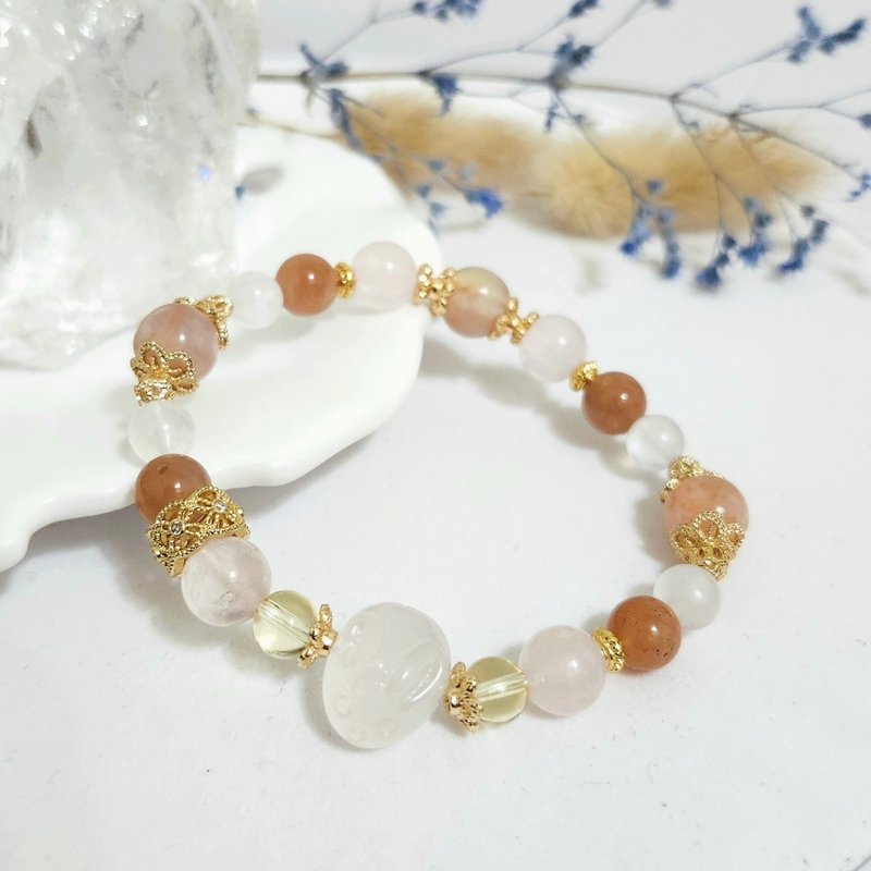 红花月兔/招桃花招财、增强直觉之水晶 - 手链/手环 - 水晶 红色