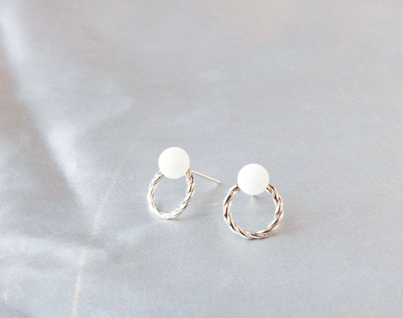 甜甜圈-925纯银 - 耳环/耳夹 - 纯银 银色