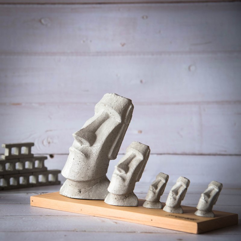 水泥制歪歪头家族摩艾 moai - 摆饰 - 水泥 灰色