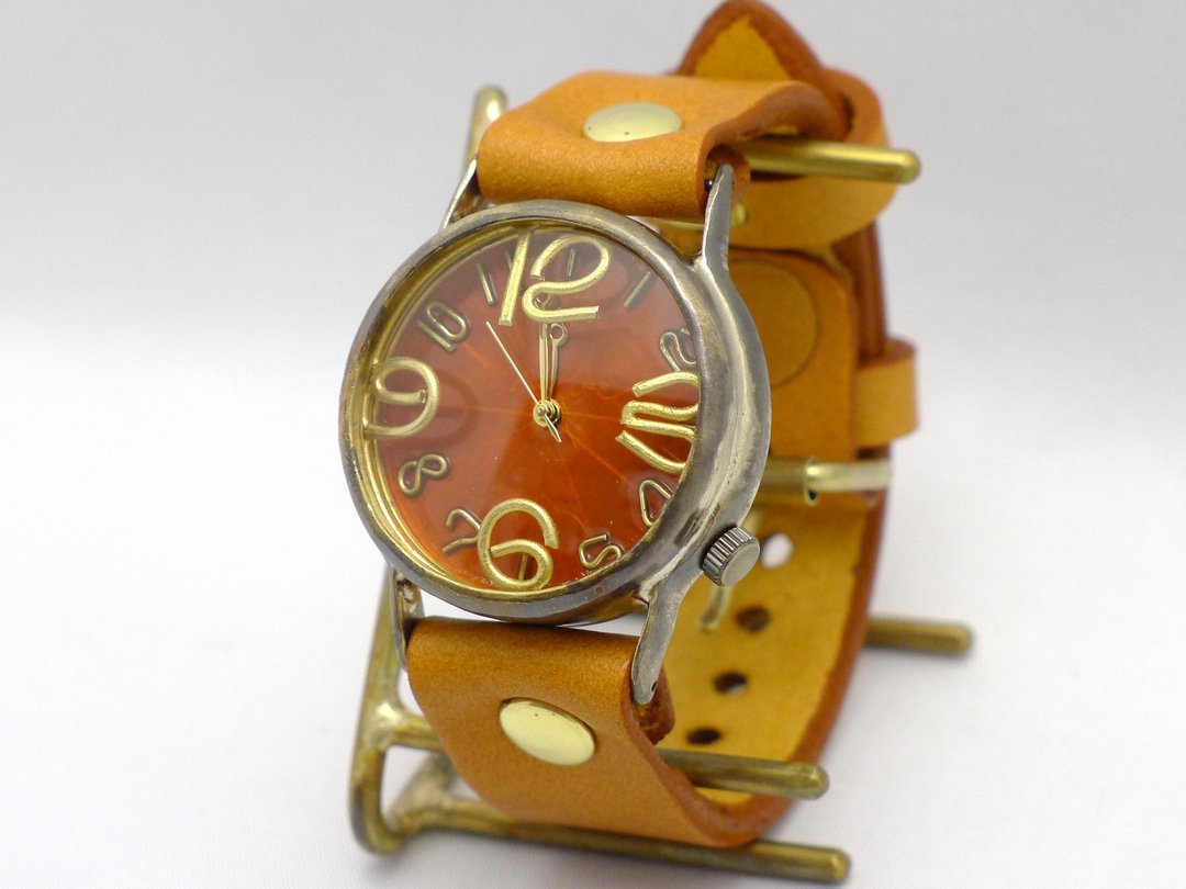 HandCraftWatch JSB2 Orange Dial JUMBO Brass (JUM38B OR) - 女表 - 铜/黄铜 橘色
