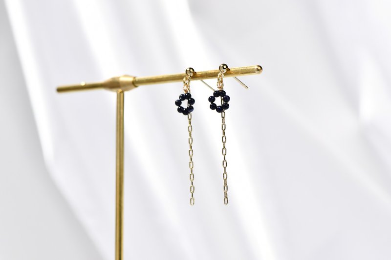 【JIEGEM】黑醋栗波堤耳环 / 蓝砂石 - 耳环/耳夹 - 宝石 蓝色