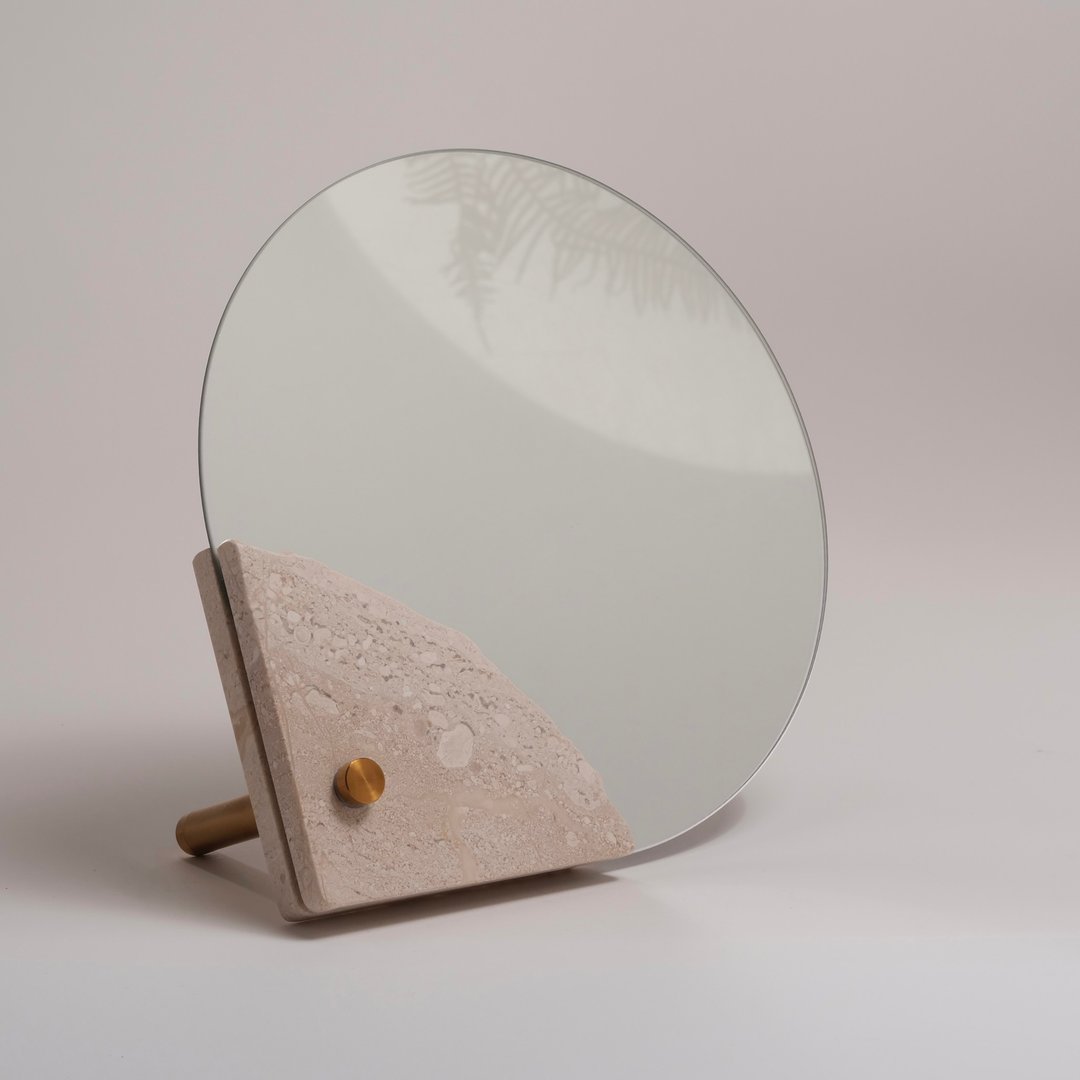 天然大理石。翻转镜。奶茶色 - 摆饰 - 玻璃 卡其色