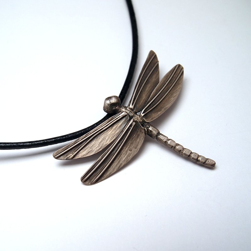 【Animals系列】#b48 蜻蜓项链/ 925银/ 手工礼物/ 定制化 - 项链 - 银 银色