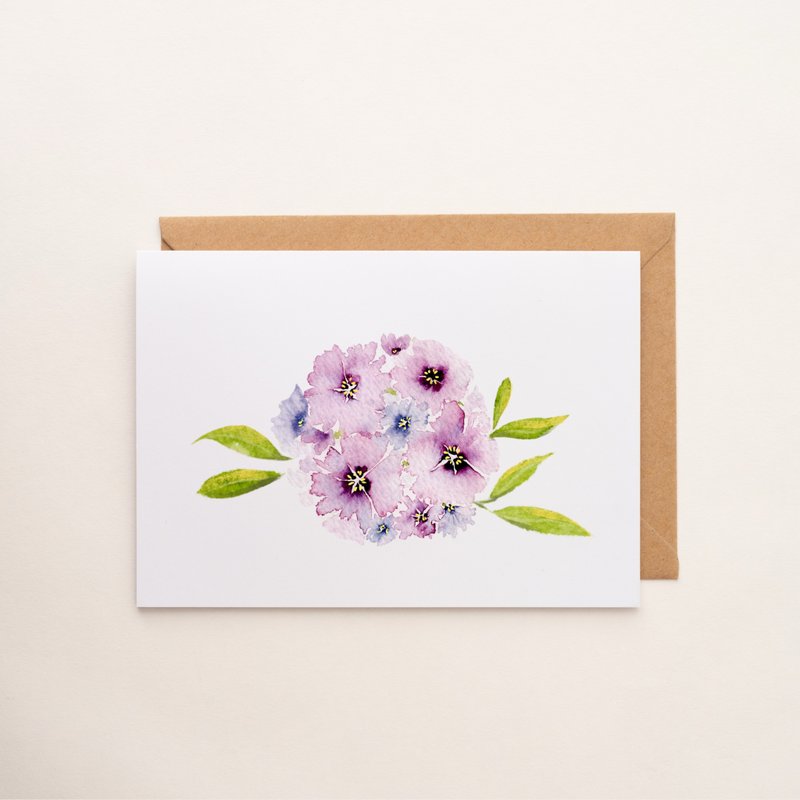 手绘水彩花卉卡片 万用卡 生日卡片 感谢卡 艺术卡 贺卡 礼物小卡 - 卡片/明信片 - 纸 紫色