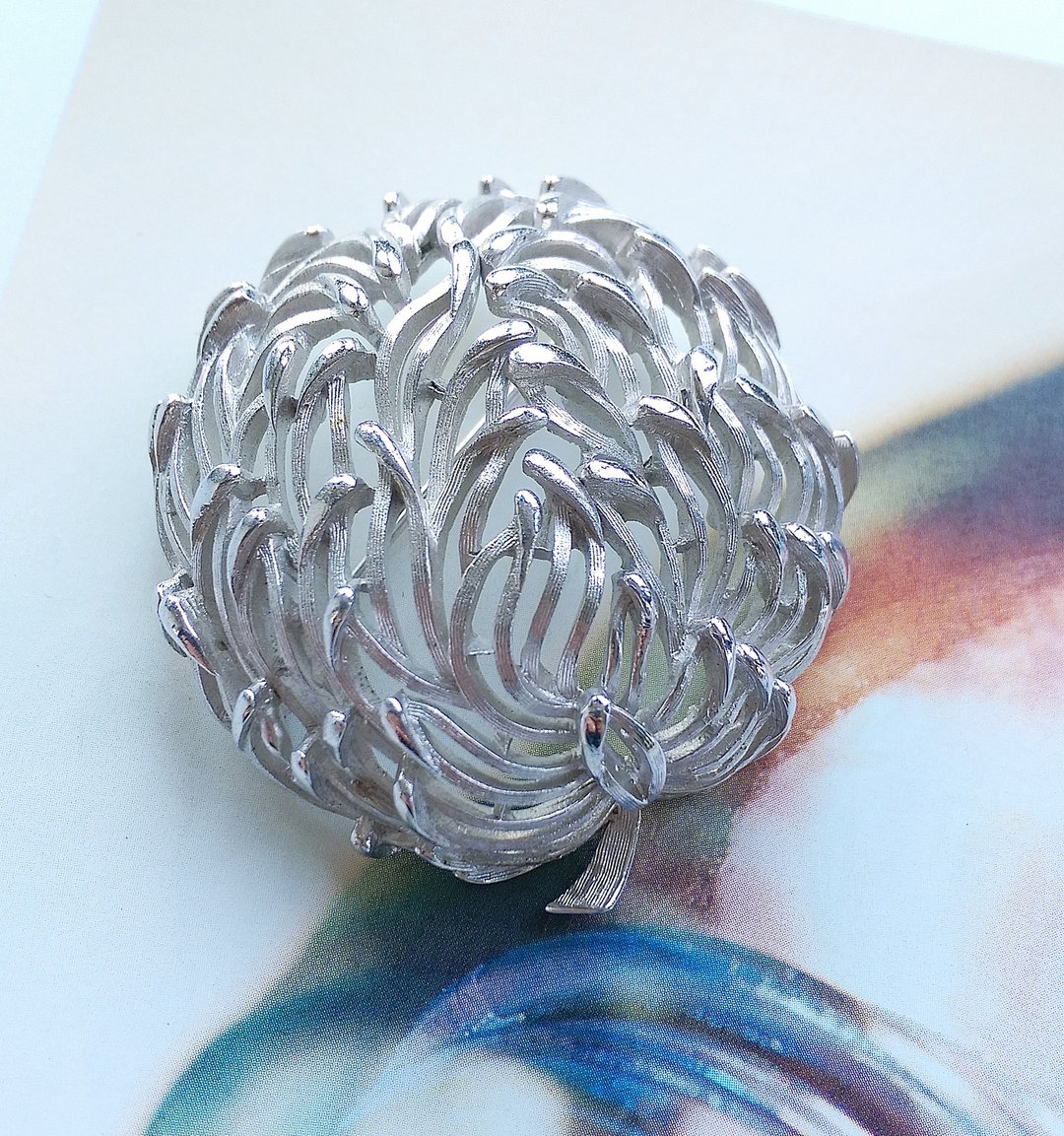 Vintage Jewelry 西洋古董饰品 TRIFARI 银色调 花意之树 别针 - 徽章/别针 - 其他金属 银色