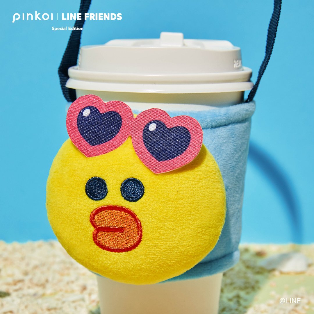 完售倒数 莎莉款绒毛饮料提袋 Pinkoi | LINE FRIENDS - 随行杯提袋/水壶袋 - 聚酯纤维 