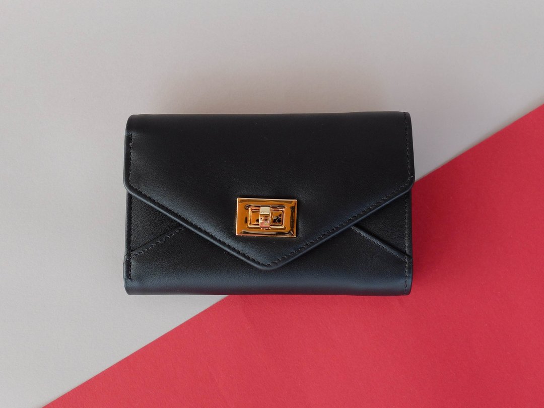 DAISY - WOMAN LEATHER SHORT PURSE/ WALLET- BLACK - 皮夹/钱包 - 真皮 黑色