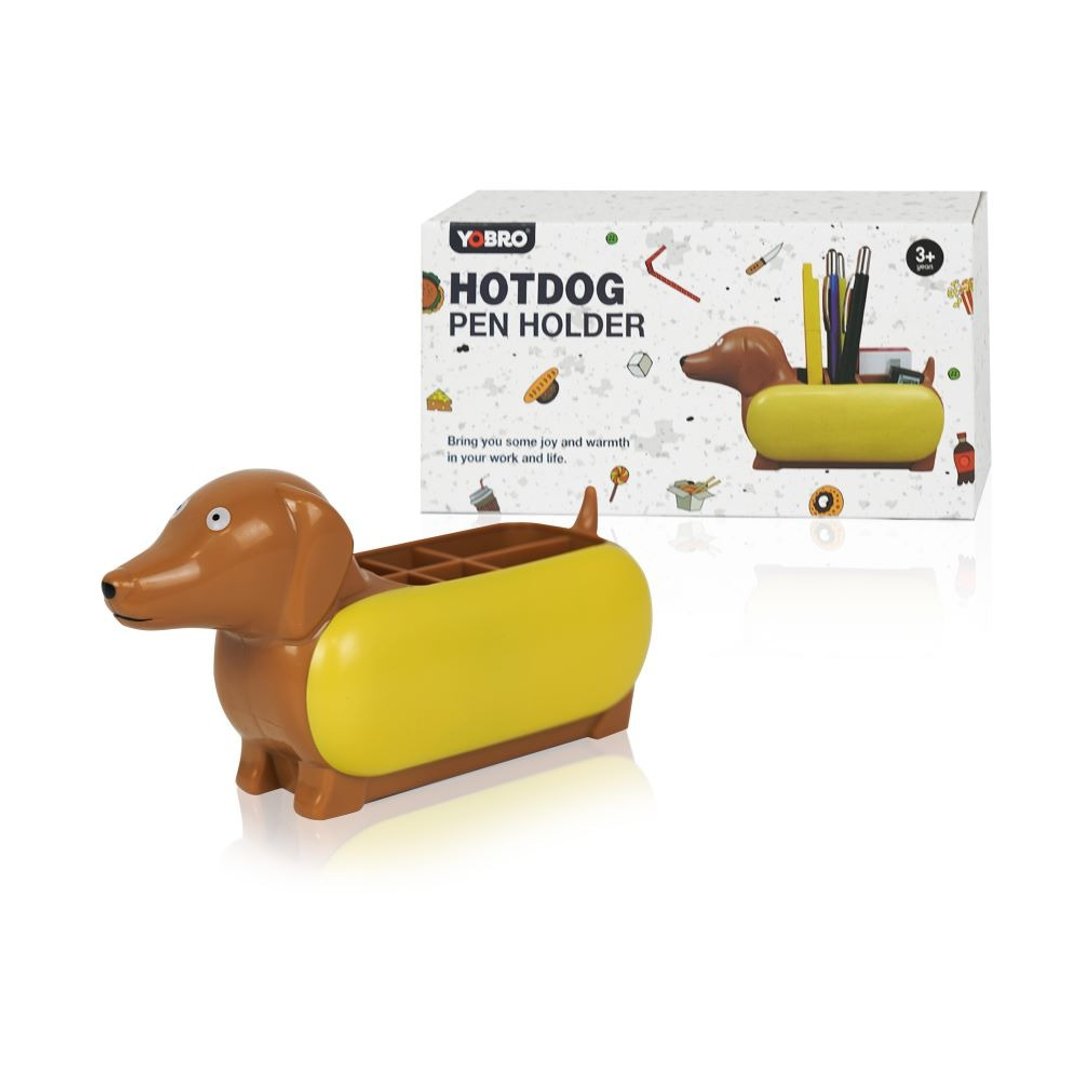 YOBRO Hotdog  热狗 腊肠狗 铅笔筒 隔层 可爱桌面收纳架 WSG12 - 收纳用品 - 塑料 橘色