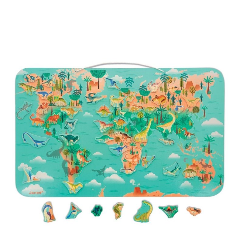 【法国Janod】磁性木质拼图-恐龙地图50pcs - 玩具/玩偶 - 木头 